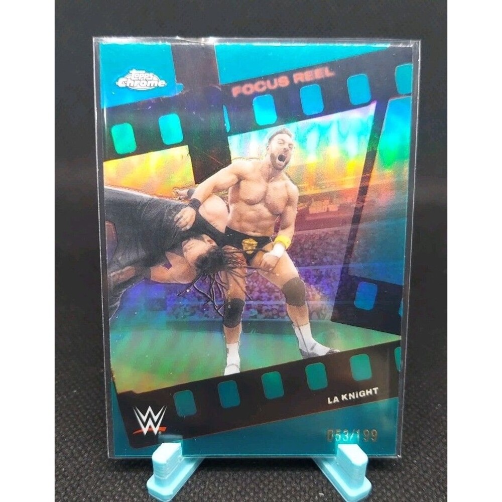 2026 Topps Chrome WWE Focus Reel #FR-6 L.A. KNIGHT Aqua Refractor /199